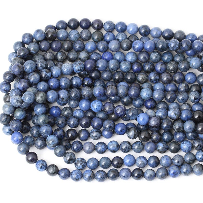 CHEAVIAN 45PCS 8mm Natural Dumortierite Gemstone Round Loose Stone Beads for Jewelry Making Crafts Design 1 Strand 15" - Image 3